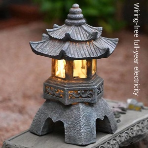 Lanterne de palais de décoration de cour chinoise pagode solaire lumière Zen lampe de pierre de jardin lanterne de palais créative - Product Image 3