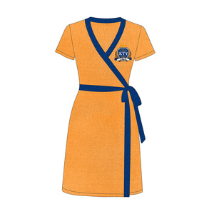 Personalizar el verano de manga corta de seda de hielo Vestido de punto elegancia con <span class=keywords><strong>cuello</strong></span> en V <span class=keywords><strong>cuello</strong></span> <span class=keywords><strong>marinero</strong></span> mujeres A-Line celebridad Falda de punto suéter - Product Image 1