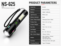 Lampe torche LED portable EDC, résistante à l'eau IP65, 7 modes d'éclairage, mise au point réglable, camping, alliage d'aluminium, rechargeable