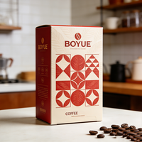 Boîtes à café rigides en papier avec revêtement UV personnalisé en gros, avec laminage mat, gaufrage et feuille d'or pour un emballage élégant de grains de café