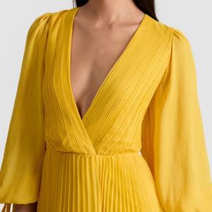 Nouvelle Robe de Soirée Formelle Élégante en Mousseline de Soie à Manches Longues et Col en V Profond, Personnalisable avec Logo du Fabricant - Product Image 3