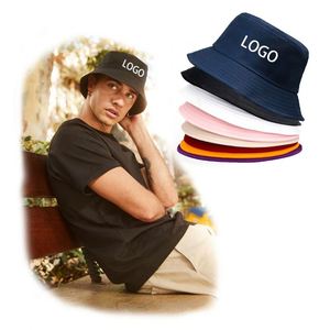 Wholesale High Quality Black Fisherman Stain Lined Knit Bucket Cap Cotton Woven Custom Embroidery Logo Bucket <b>Hat</b> <b>for</b> Men - Product Image 1