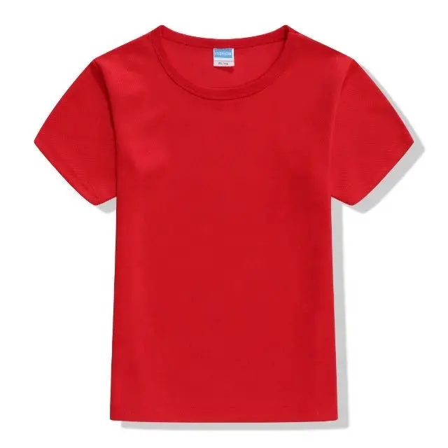 Camiseta infantil Camiseta para niños Logotipo personalizado bordado Secado rápido Liso Promocional Verano Impresión Logo 180gsm 100% Poliéster Casual