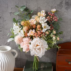 CallaFloral Fleurs Artificielles Bouquet de Roses en Tissu Plastique Tressé Fait Main Décoration Mariage Maison Style Moderne - Product Image 1