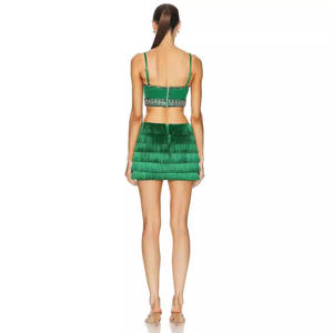 Nuova moda per il <span class=keywords><strong>vestito</strong></span> <span class=keywords><strong>da</strong></span> fasciatura Sexy Design a spezia con anello in metallo senza schienale cucito solido Mix materiale digitale naturale estate - Product Image 3