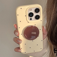 Coque de téléphone portable antichoc avec anneau de support, motif à pois style Ins, design peint, compatible avec iPhone 16/15 Pro Max/13