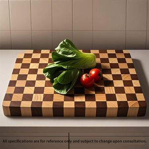 Grande planche à découper en acacia à carreaux avec rainures pour les jus et poignées, planche à découper en bois, plateau de service type bloc de <span class=keywords><strong>boucher</strong></span> - Product Image 2