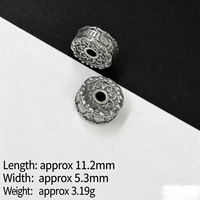 Bracelet pendentif rond simple en imitation argent mat, style vintage, 37 motifs creux à trou traversant, accessoire de mode DIY.