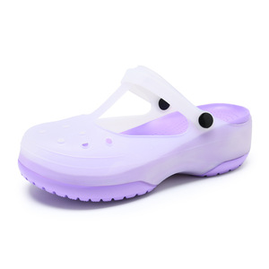 Mary Jane <b>Clogs</b> Light Purple Thick Soled Platform Summer Water Shoes Non Slip Anti Odor Four Seasons Wear - Product Image 4