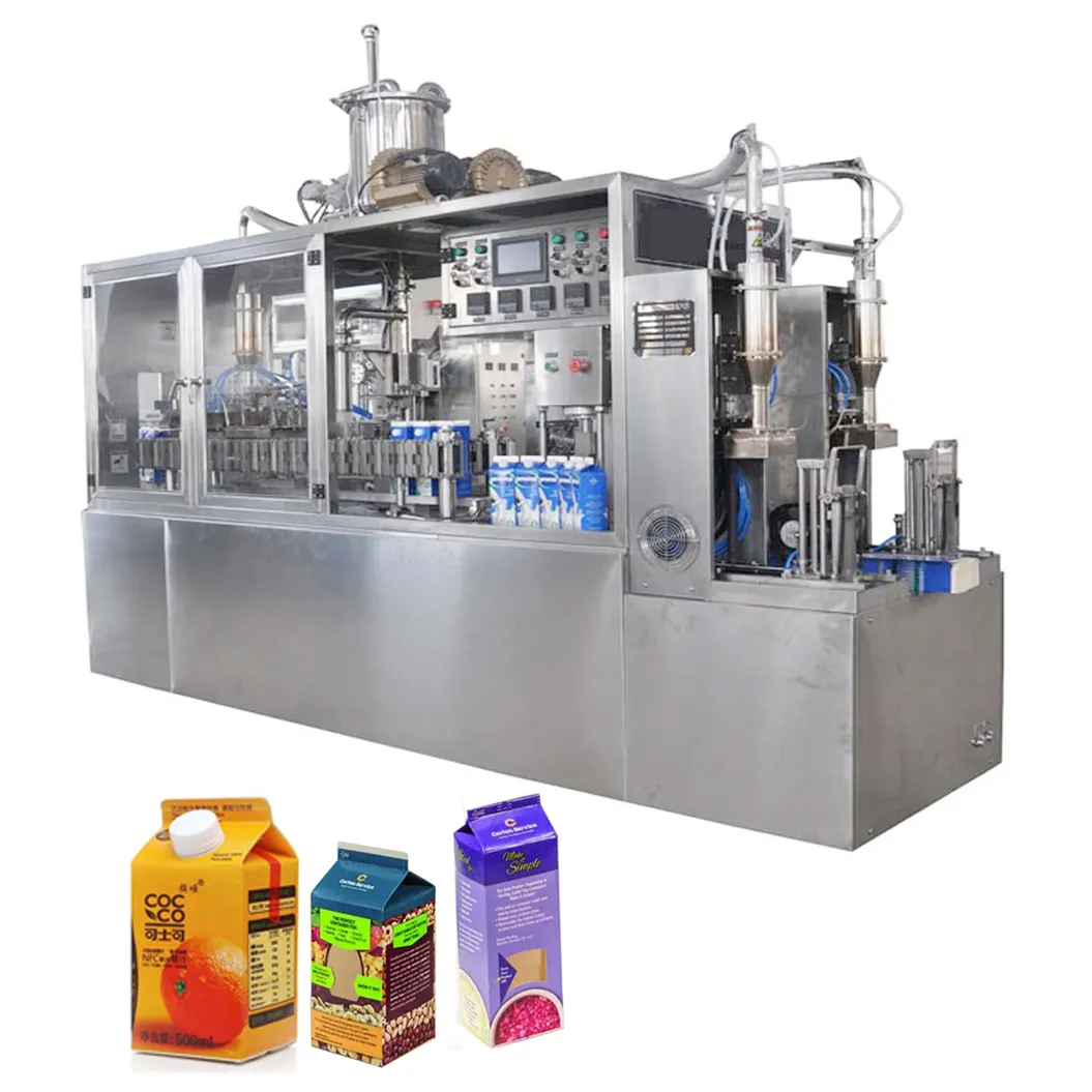 Semi-automatic Gable Top Carton/box Juice Milk Filling Packing/packaging/package Machine Box Automatic Filling Production Line