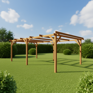 Pérgola de madera rectangular independiente para jardín, patio o terraza. - Product Image 2