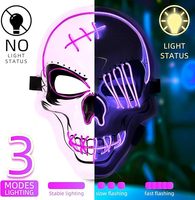 Masque LED d'Halloween, costumes lumineux, masque effrayant pour les fournitures de fête, masques lumineux effrayants