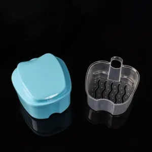 Dental False Teeth Bath Case Denture Retainer Holder Box With Basket