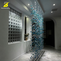 Rideau en cristal bleu-vert Bang Sheng Lighting - Décoration artistique haut de gamme pour villa et manoir de luxe