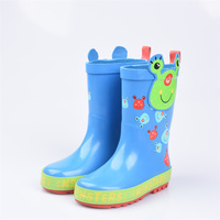 Bottes de pluie en caoutchouc antidérapantes à semelle souple, design animal 3D personnalisé, grenouille bleue mignonne, pour garçons et filles