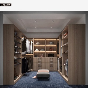 Luxury Modern Minimalist Custom Bedroom Furniture Built-in <b>with</b> Dressing Table <b>Mirror</b> LED Light Closet - Product Image 6