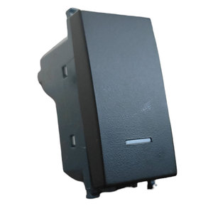 Interrupteur à bouton poussoir noir à un seul pôle avec voyant lumineux compatible avec Vimar Arke - Product Image 1
