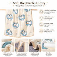 Couette pour enfants à imprimé cheval mignon, 10 couches épaisses en coton matelassé, broderie ours, licorne, lapin, hippopotame, literie de berceau pour nouveau-né, OEM