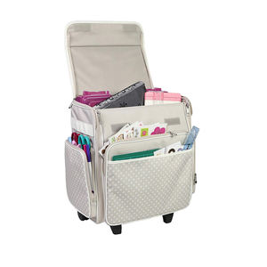 Collapsible Rolling Craft Bag Wheeled Scrapbook Tote for Scrapbooking & Art Travel Organizer Storage Bin for Paper