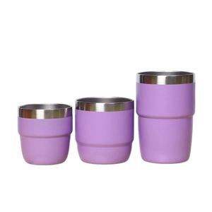 Nouvel ensemble de 3 mini-tasses génériques en acier inoxydable 304 à double paroi isolées sous vide pour lait et café - Product Image 1
