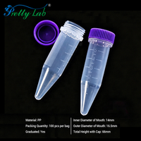 Tubes en plastique gradués à bouchon vissé (fond rond/plat/conique), tubes PCR à bouchon à clipser, tubes de centrifugation de 50 ml