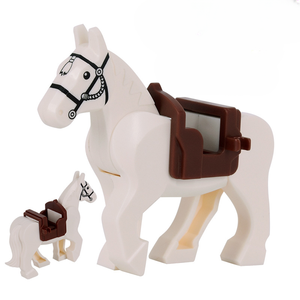 Modèle de cheval de guerre médiéval en blocs de construction, selle large, compatible avec les figurines, jouet à assembler, ornement de collection, cadeau pour enfants - Product Image 4