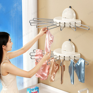 Rotating Sock Drying Rack Wall Mounted Folding Multi Clip Clothesline Space Saving Balcony Home Use - Product Image 2