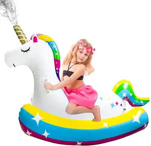 Şişme Unicorn Sprinkler havuz şamandıra çocuklar için Unicorn sprey sıçrama arka bahçesinde yağmurlama su oyun havuzu