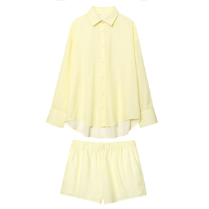 Blusa de Moda Casual para Mujer, Diseño de Cuello Camisero, Manga Larga, Color Sólido, Corte Asimétrico, 3 Colores Disponibles - Product Image 6
