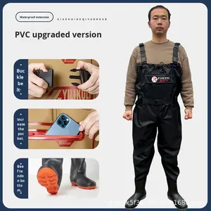 Pantalons de pêche en nylon imperméable épais et durable pour hommes et femmes avec chaussures d'eau et fermeture éclair - Product Image 2