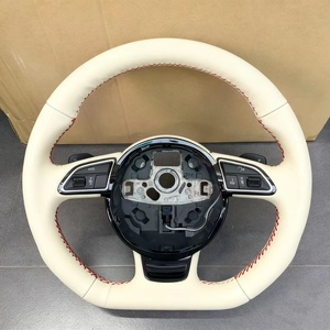 Volante de cuero <span class=keywords><strong>beige</strong></span> para <span class=keywords><strong>Audi</strong></span> <span class=keywords><strong>A1</strong></span> A3 A4 A5 A6 A7 A8 S8 S3 S5 Q3 Q5 Q7 TT R8 RS3 RS5 Volante deportivo - Product Image 1