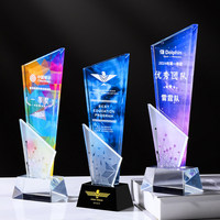 Placa de Premio de Cristal con Recubrimiento AB Arcoíris, Impresión a Todo Color, Diseño Nuevo 2026