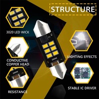 Bombilla LED TCYATO de 28 mm C5W 3030 6SMD para Techo de Auto, Luz de Lectura sin Errores, Luz de Techo, Otros Accesorios de Iluminación para Autos