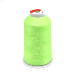 2021 Hot Selling Recycled Glow In The Dark Nacht Glühender Polyester faden 1000m Twist ing Yarn für Hut stickerei Logo Label Lace