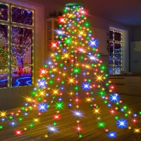 LED-Ringbaumlichter Fünfzackiger Stern Wasserfall Hängende Fließende Lichterkette Weihnachts-LED-Lichterkette für Außen IP44 Wasserdicht Warmweiß