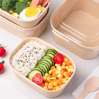 Boîte d'emballage jetable en papier kraft blanc avec logo personnalisé pour restaurant, traiteur, déjeuner, bento, charcuterie, fast-food, emballage avec couvercle transparent