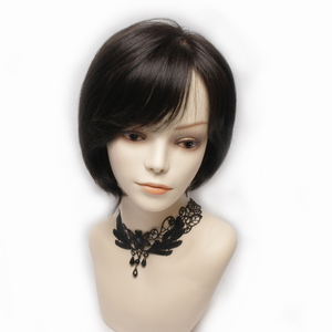 Perruque de chimiothérapie 100% cheveux humains, nouée à la main, 8 pouces, ondulée, bob, clip-in, légère, couleurs naturelles, bonnet respirant par WIGTS - Product Image 2