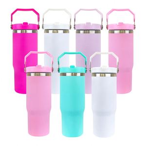 Vaso térmico de acero inoxidable de doble pared de 30 oz con tapa abatible, acabado mate, color macaron, para sublimación, a prueba de fugas, desde almacén de EE. UU. - Product Image 5