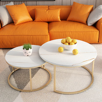 Ensemble de tables basses en marbre et métal de style nordique, design moderne pour salon, table de canapé, petite table ronde