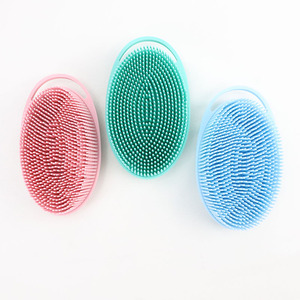Brosse de douche et récureur corporel en silicone 2 en 1 Brosse à récurer pour cheveux de bébé avec logo personnalisé - Product Image 3