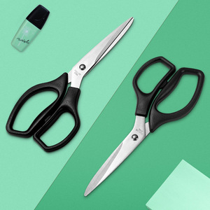 Office Scissors Stainless Steel Black Handle Straight Head For Home Paper Cutting Trimming Thread Ends Multi Purpose Use - Product Image 1