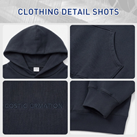 Sweat-shirts à capuche en coton pour hommes, noirs, coupe oversize, épais, style streetwear, avec logo personnalisé et impression en relief