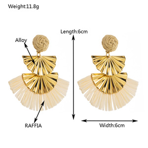 Pendientes de Rafia Estilo Boho con Borlas en Capas, Pendientes Largos Étnicos Vintage Multicolores, Joyería para Mujer para Vacaciones de Verano - Product Image 1