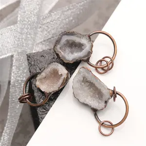 Pingente de pedra boêmio, joias da moda, preto, galvanizado, cristal