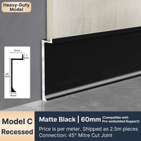 Plinthe murale en alliage d'aluminium ultra-étroite moderne de 9 mm, design invisible encastré et fin, pour sols modernes.