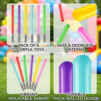 Lot de 6 sabres laser gonflables de 35 pouces, couleurs néon, épées gonflables pour fêtes sur le thème de la galaxie, cadeaux d'anniversaire, accessoires de cosplay pour enfants