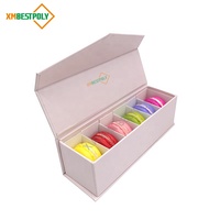 Boîte en carton rigide de luxe personnalisée à 6 compartiments pour macarons, avec couvercle à fermeture magnétique, pour emballage de desserts, biscuits, cadeaux