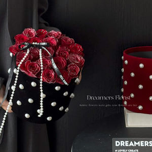 Meilleure vente Boîte d'emballage ronde pour fleurs avec <span class=keywords><strong>perle</strong></span> Seau d'emballage pour <span class=keywords><strong>fleuriste</strong></span> avec bBoîte d'emballage cadeau en papier pour la Saint-Valentin - Product Image 5
