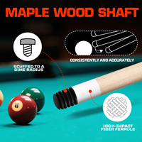 CUE ELF Queue de billard de haute qualité 1/2 en deux parties avec enveloppe en cuir, joint 3/8*8, manche en érable, 20 oz