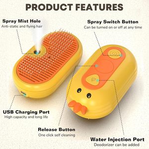 Custom 3 in 1 <b>Pet</b> Steamy Cat <b>Brush</b> Massage Electric Steam Self-cleaning Hair Removal Cat Steam <b>Brush</b> for Shedding USB Charging - Product Image 3